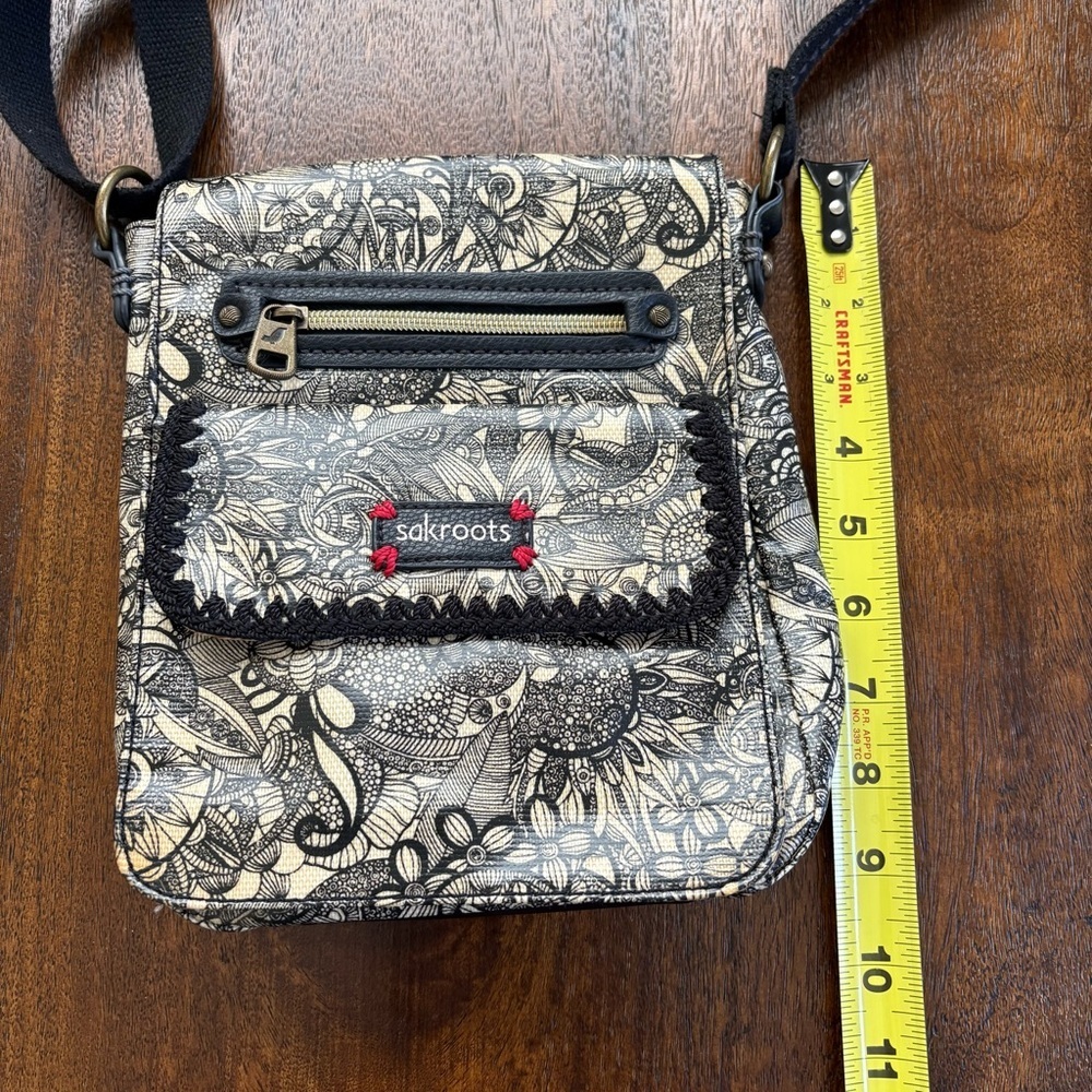 Sakroots Artist Circle Peace Coated Canvas Small Flap Messenger Crossbody Bag - Picture 6 of 8